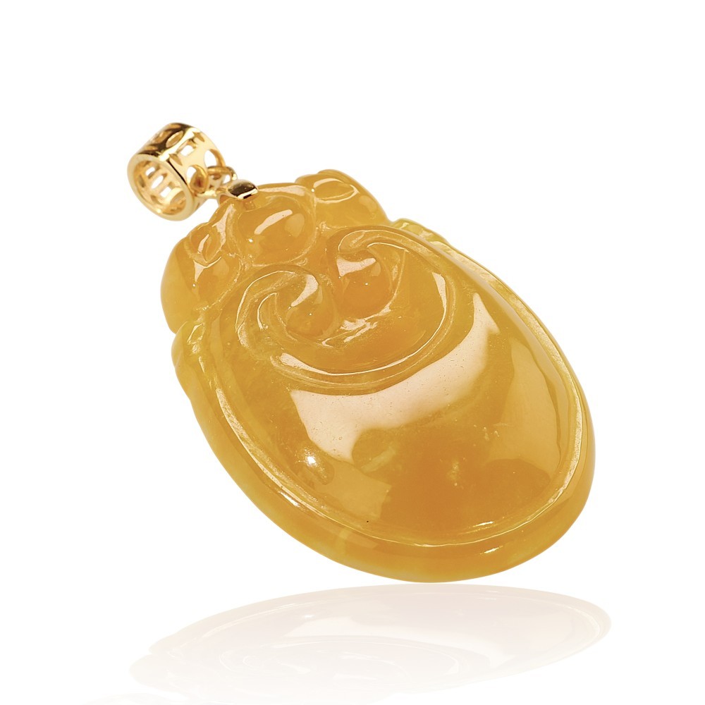 925 Sterling Silver Yellow Jade Ruyi Pendant SPECIAL-5