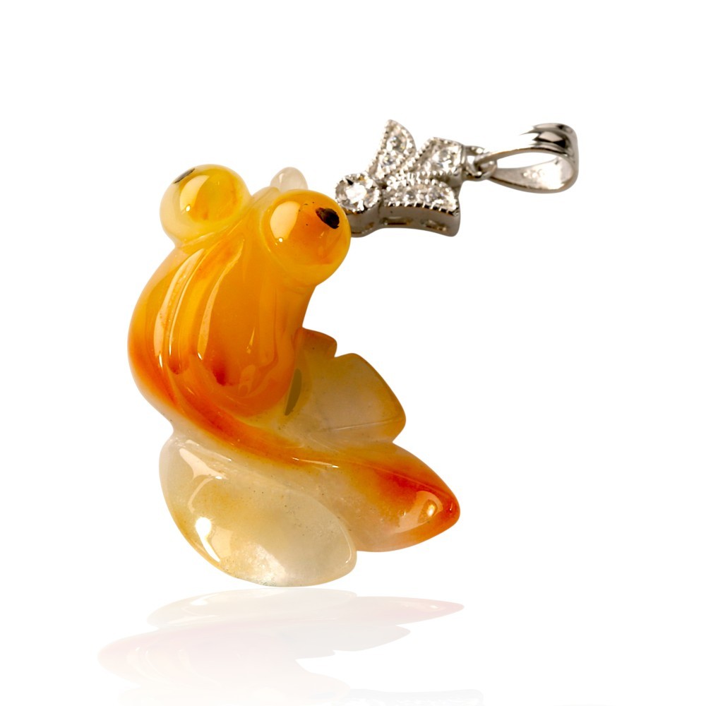 65% OFF 925 Sterling Silver Yellow Jade Goldfish Pendant