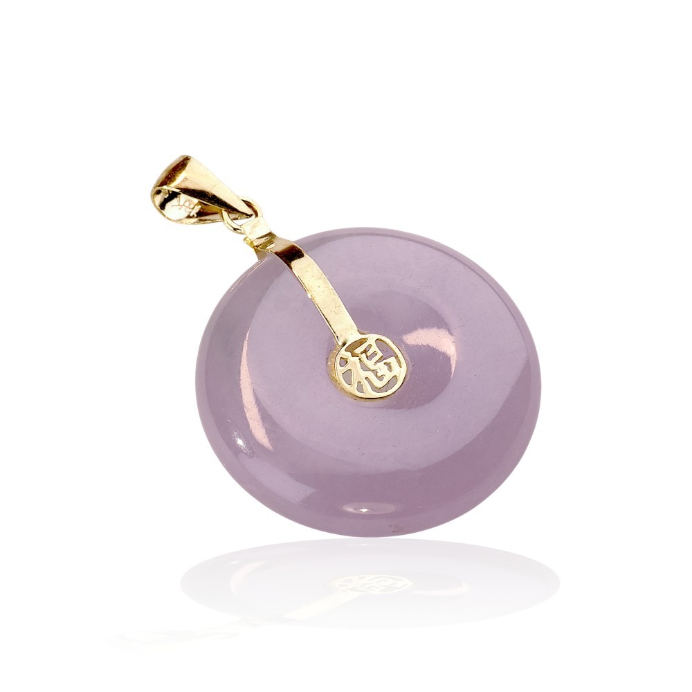 65% OFF 14 Kt Gold Lavender Jade Peace Buckle Pendant S37
