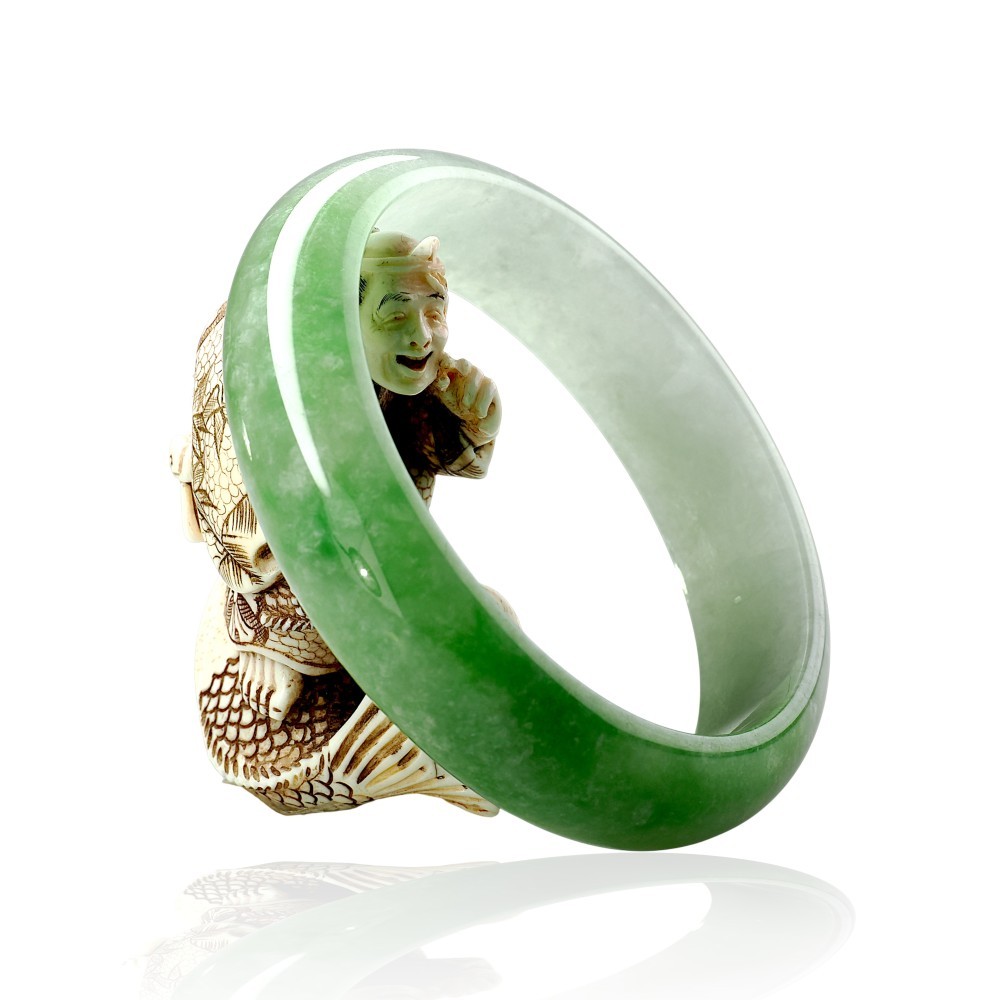 Solid Green Jade Bangle Under &100, 56mm Inner Diameter