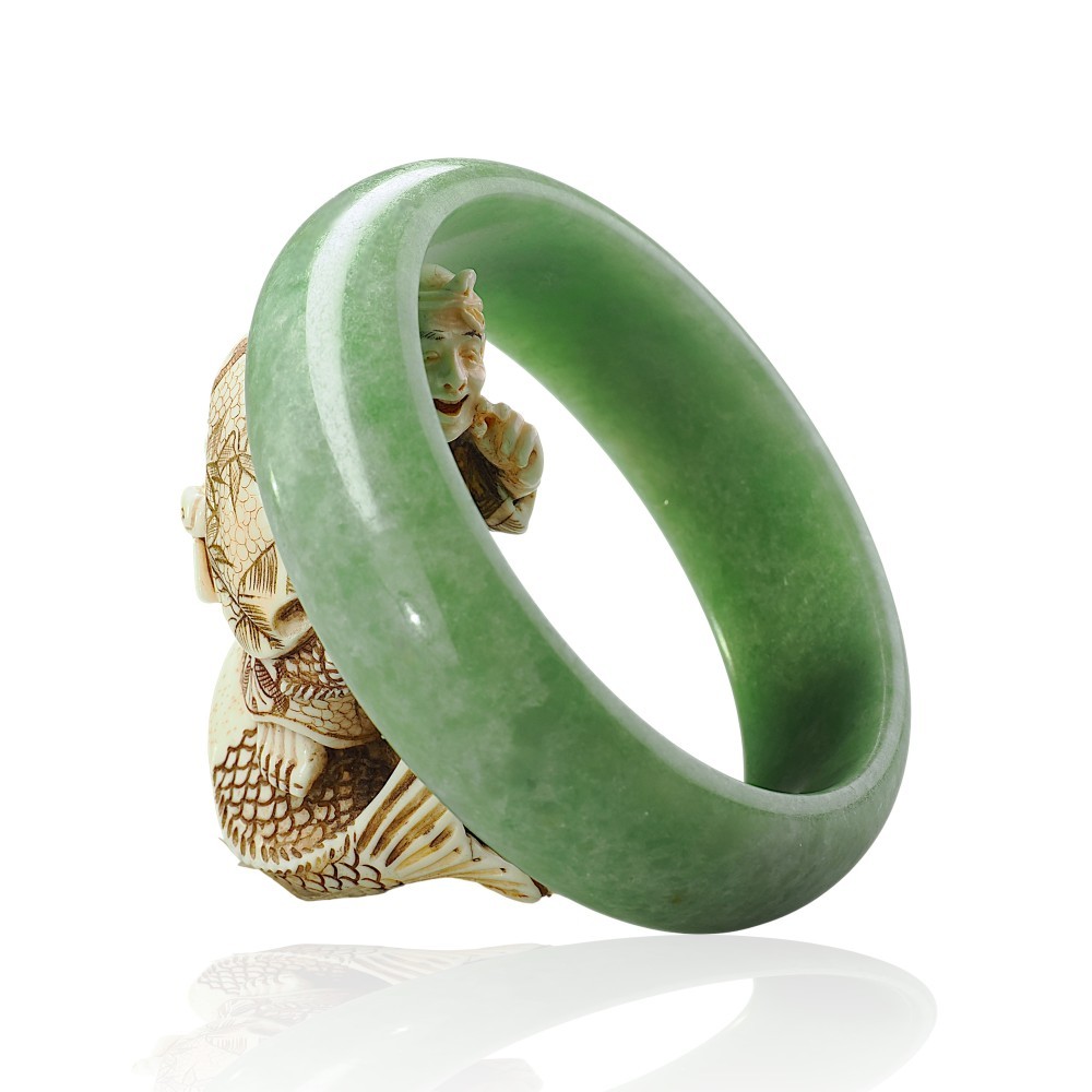 Solid Green Jade Bangle Under &100, 56mm Inner Diameter
