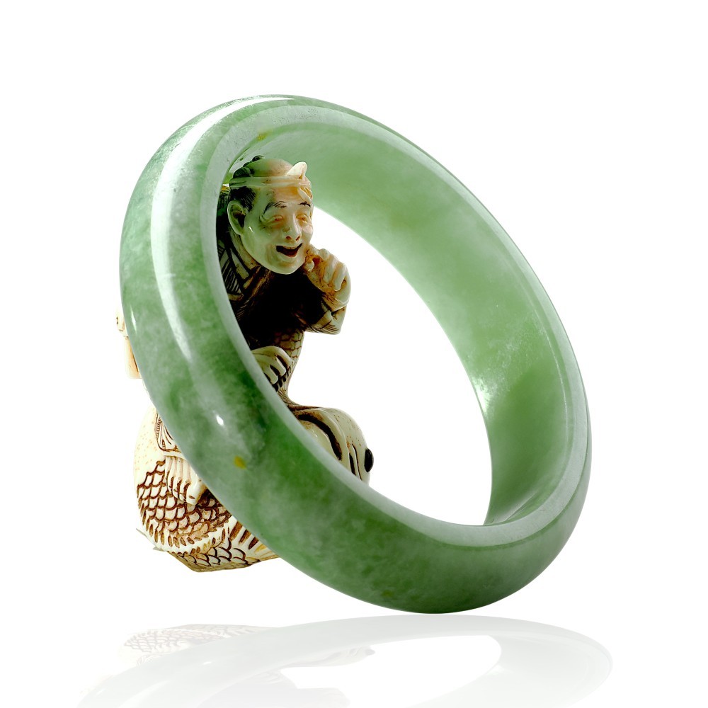 Solid Green Jade Bangle Under &100, 57mm Inner Diameter