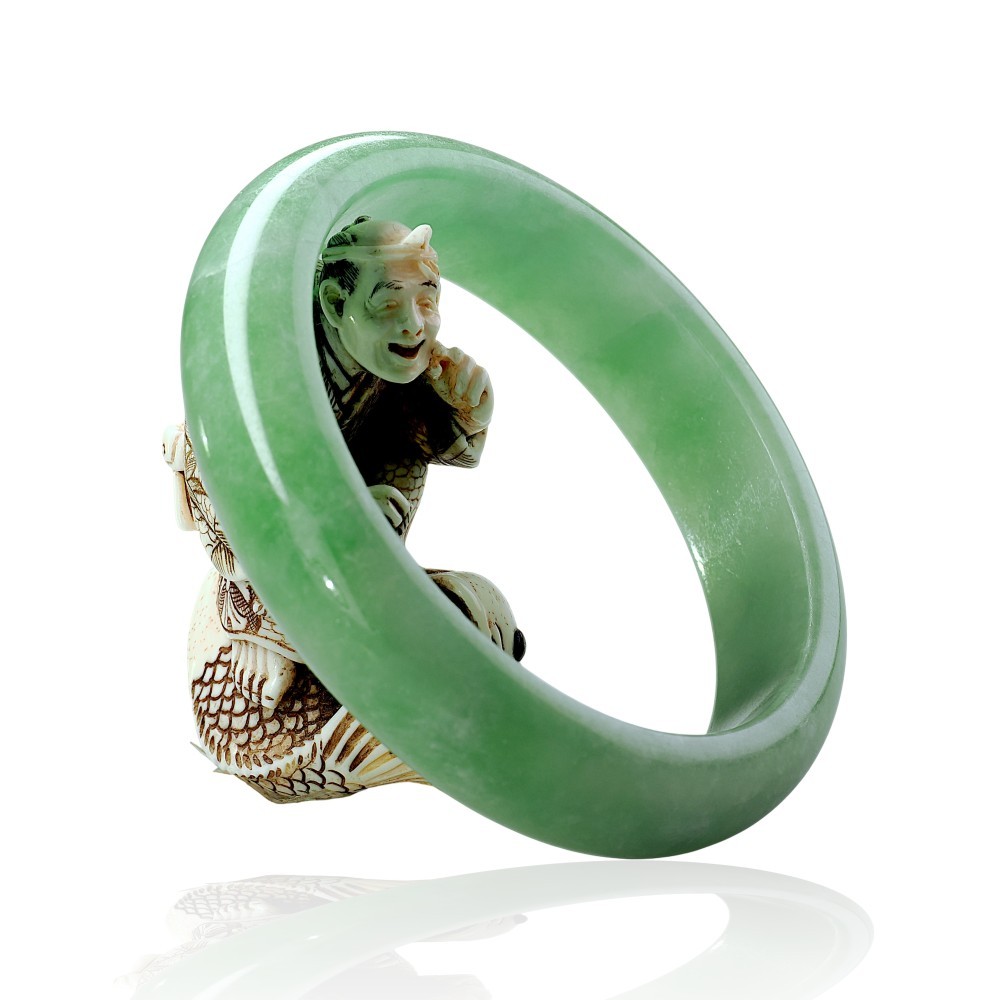 Solid Green Jade Bangle Under &100, 57mm Inner Diameter