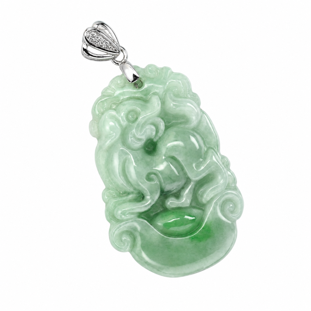 Dog, Chinese Zodiac Jade Pendant – 925 Silver Bail S-131