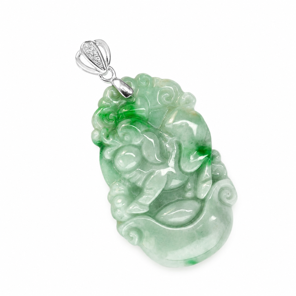 Pig, Chinese Zodiac Jade Pendant – 925 Silver Bail S-132