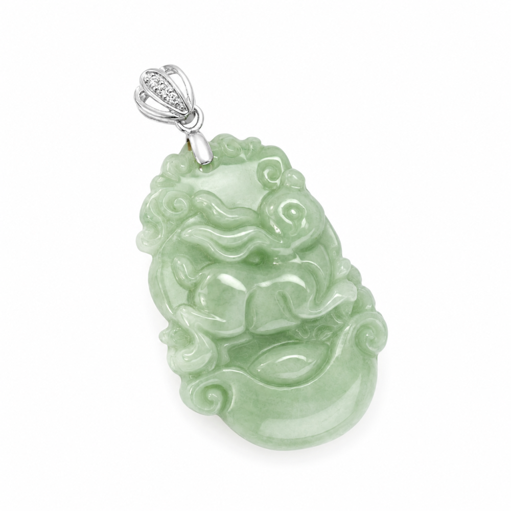 Rabbit, Chinese Zodiac Jade Pendant – 925 Silver Bail S-124