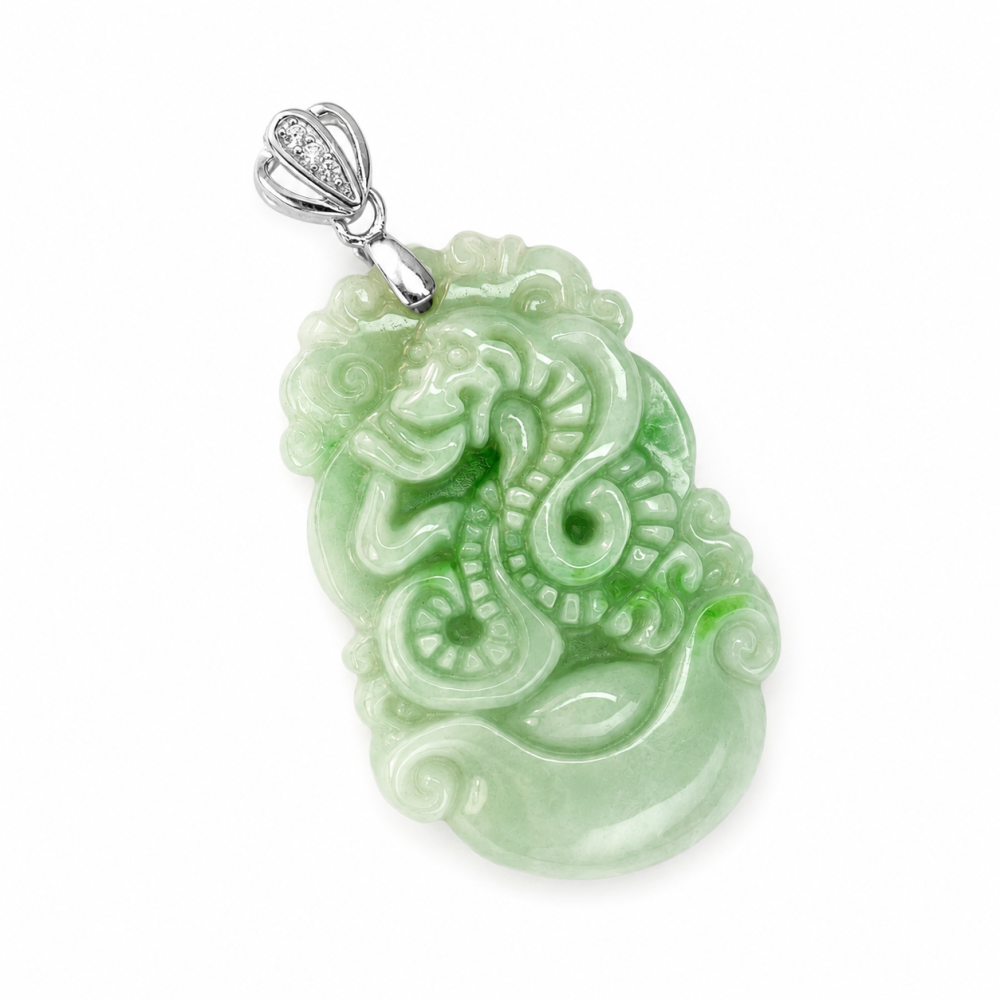 Snake, Chinese Zodiac Jade Pendant – 925 Silver Bail S-126