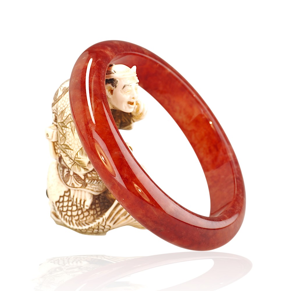 Red Jade Bangle 1-10, 57mm Inner Diameter