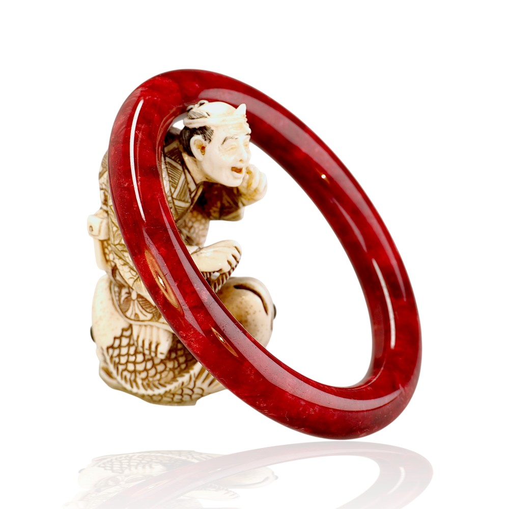 Red Jade Bangle 2-12, 55mm Inner Diameter