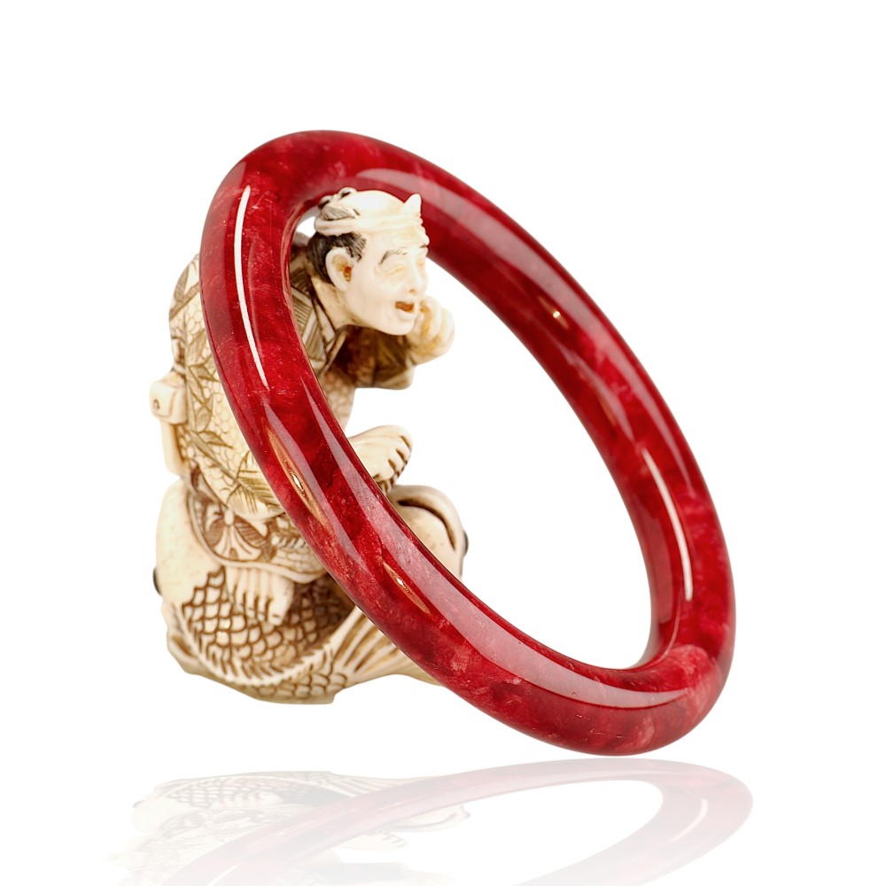 Red Jade Bangle 2-13, 56mm Inner Diameter