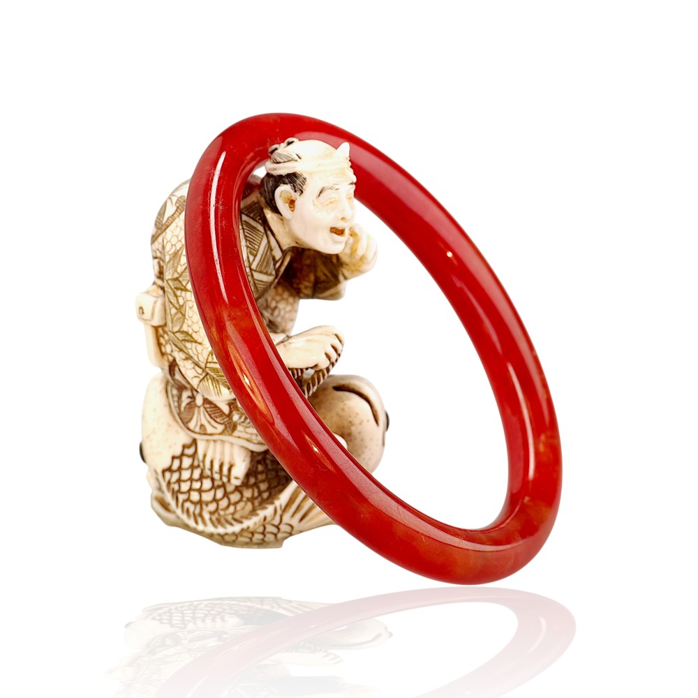 Red Jade Bangle 1-14, 56mm Inner Diameter