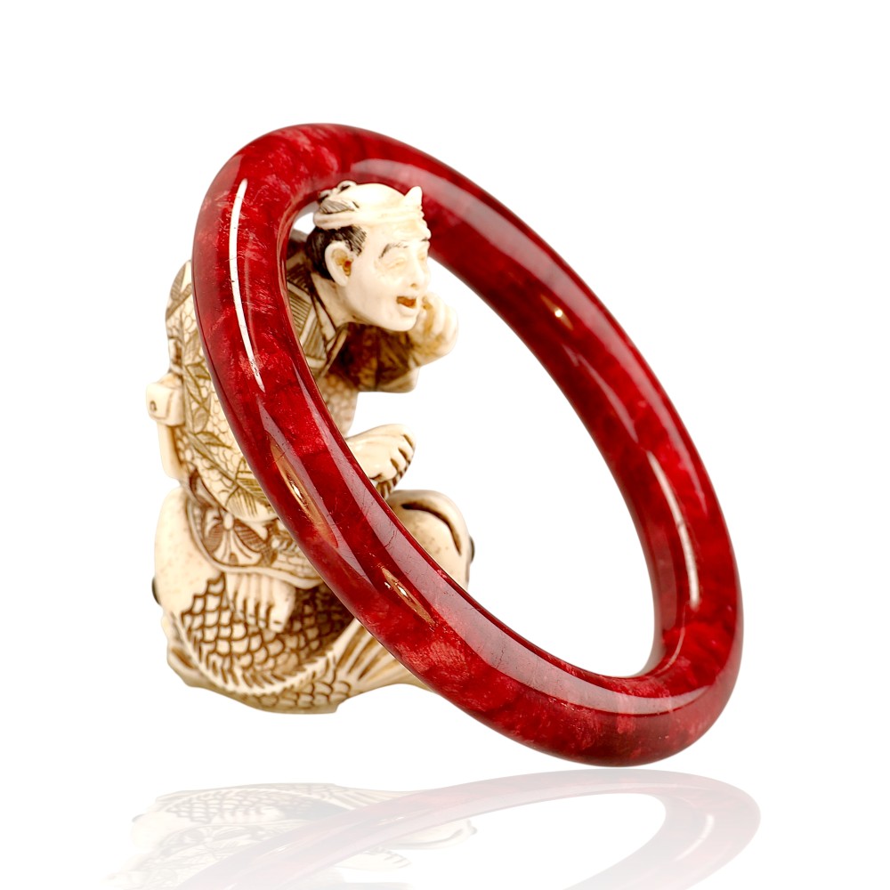 Red Jade Bangle 1-15, 56mm Inner Diameter
