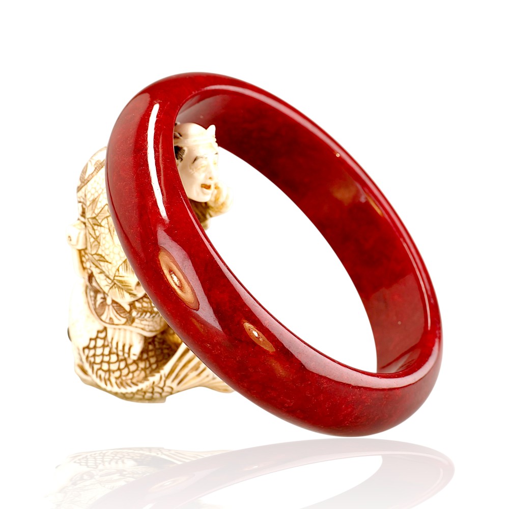 Red Jade Bangle 1-16, 63mm Inner Diameter