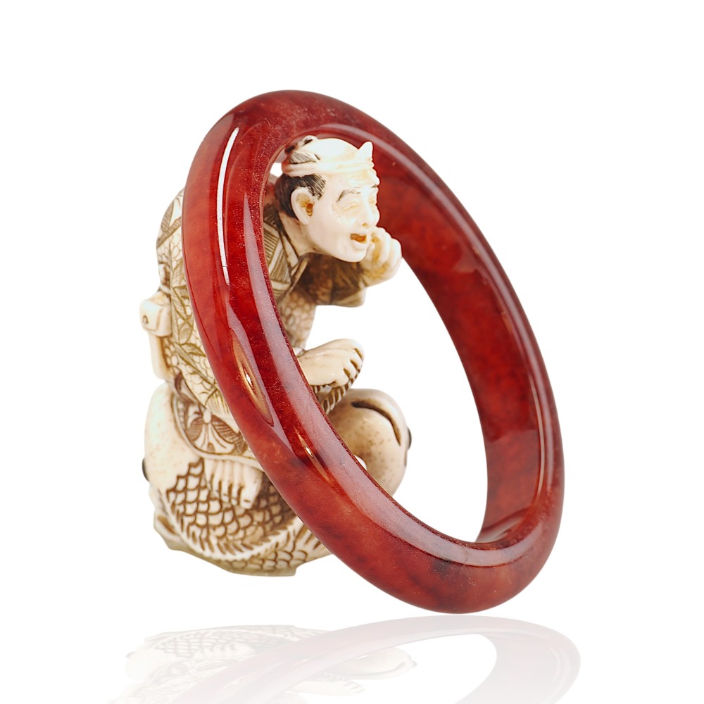 Red Jade Bangle 1-17, 53mm Inner Diameter