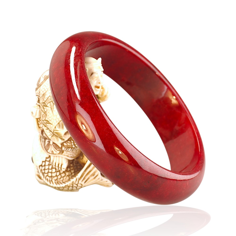 Red Jade Bangle 1-18, 62mm Inner Diameter