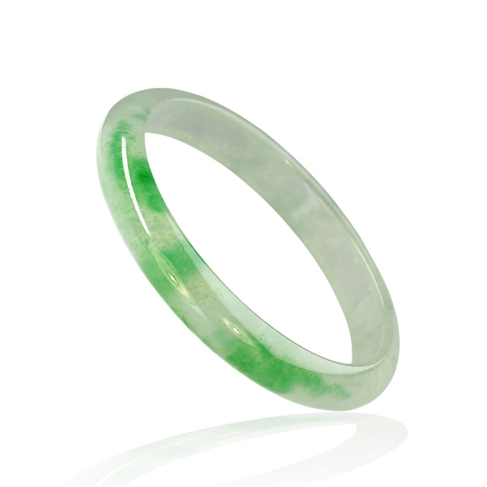 75% OFF, Green White Jade Bangle 58mm S116