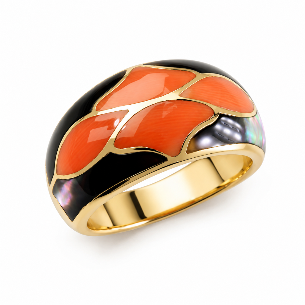 Solid 14K Gold Coral Ring