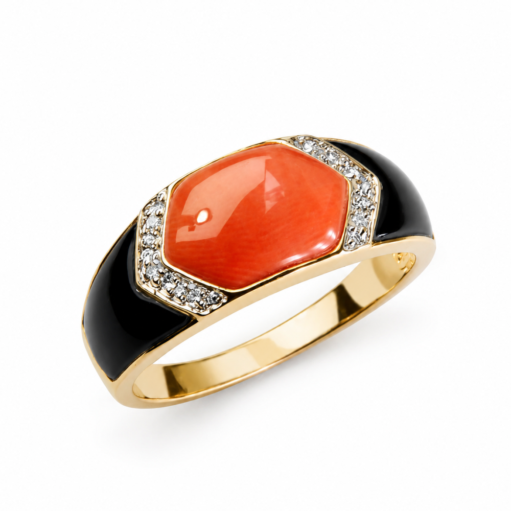 Solid 14K Gold Coral Ring