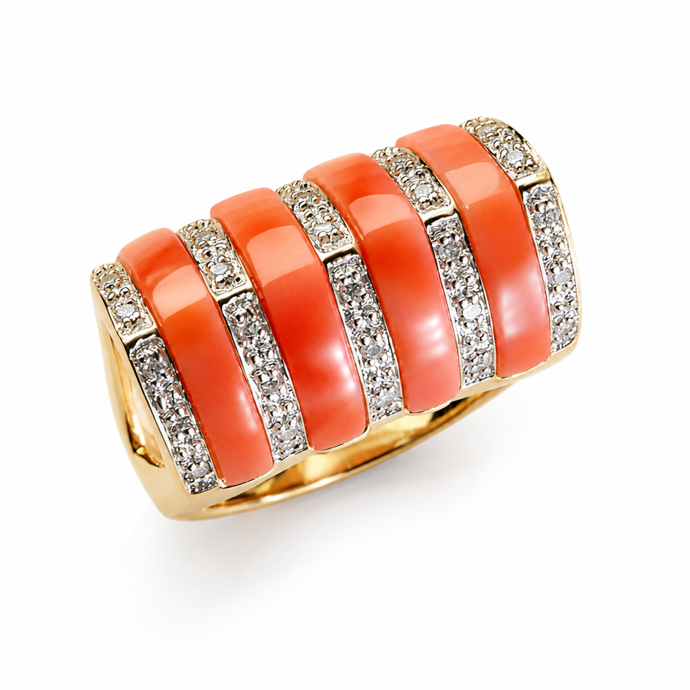 Solid 14K Gold Coral Ring