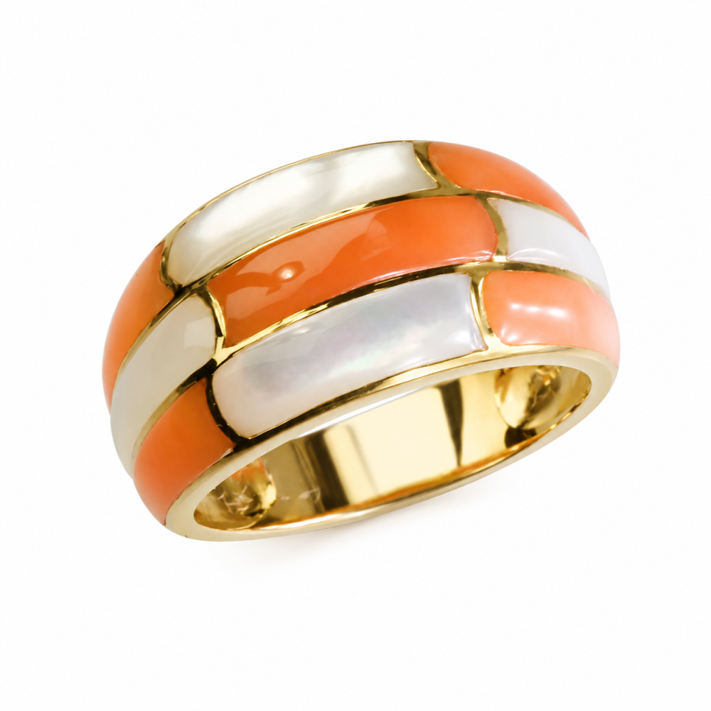 Solid 14K Gold Coral Ring