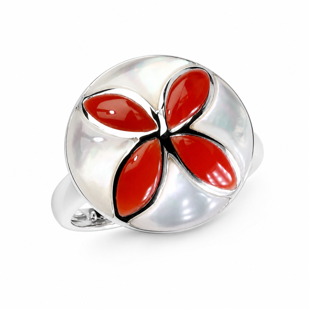 Solid 14K Gold Coral Ring