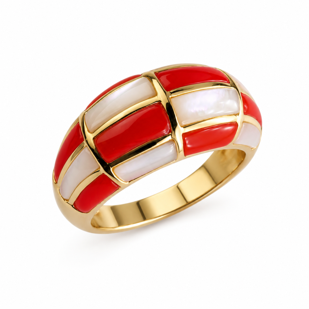 Solid 14K Gold Coral Ring