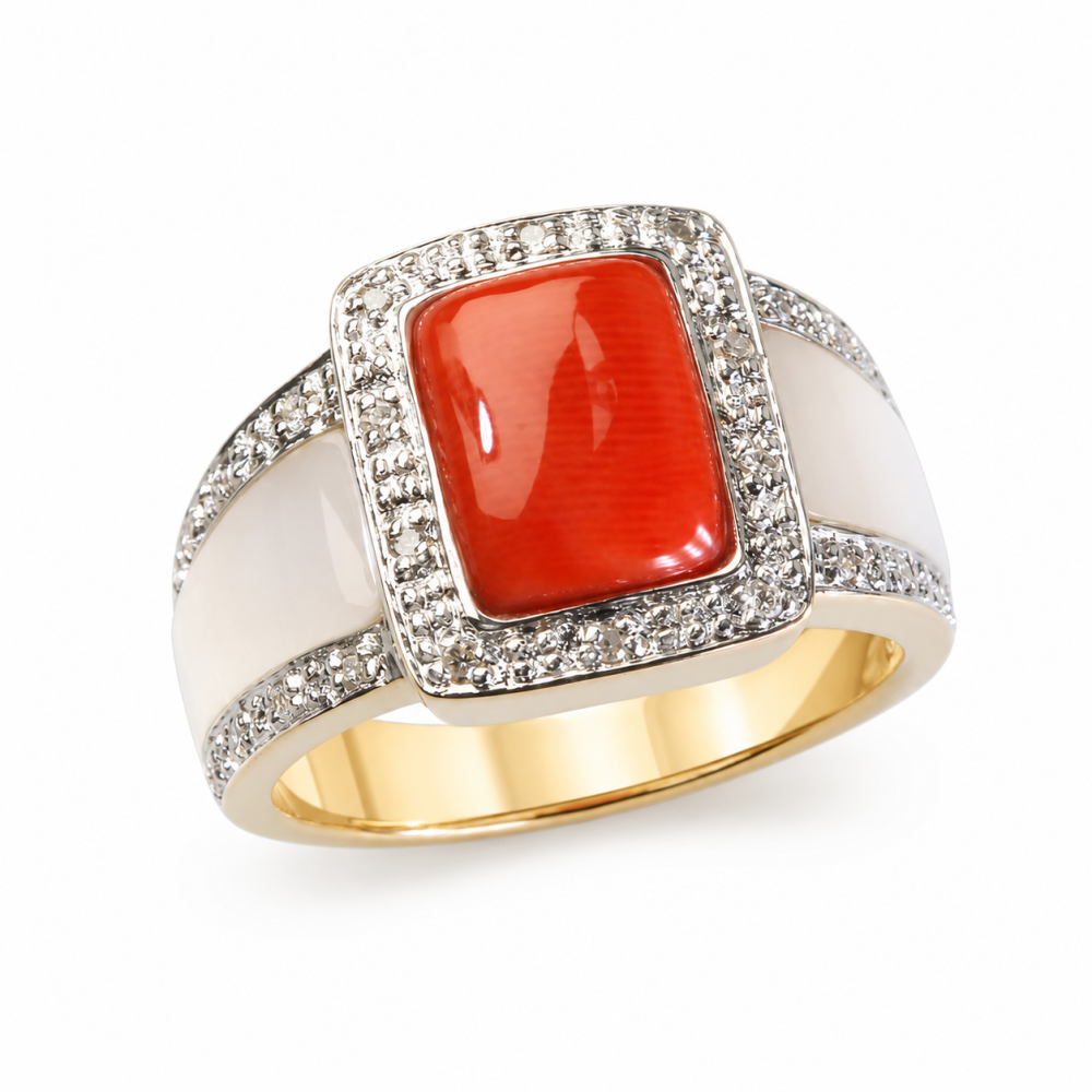 Solid 14K Gold Coral Ring