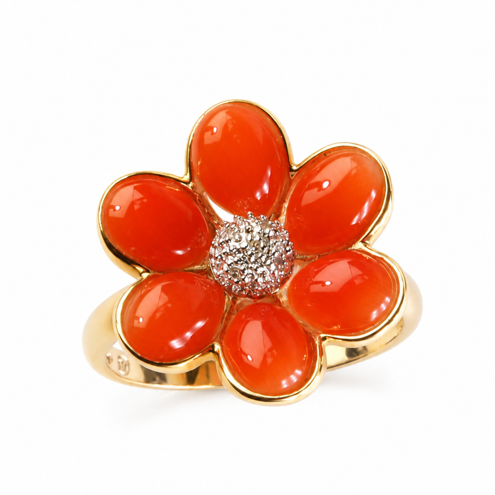 Solid 14K Gold Coral Ring