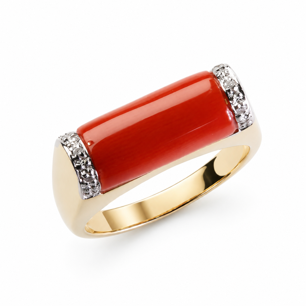 Solid 14K Gold Coral Ring