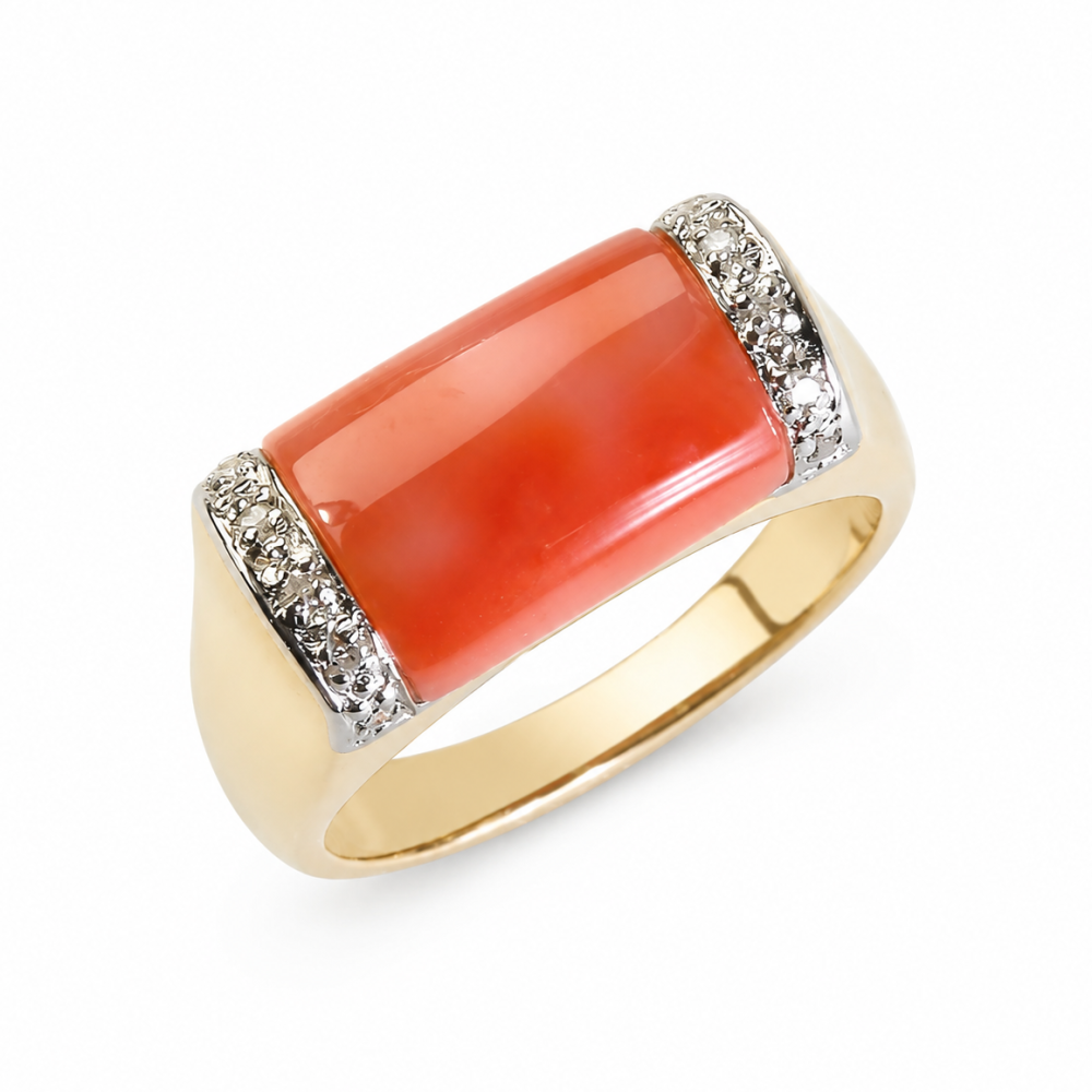 Solid 14K Gold Coral Ring