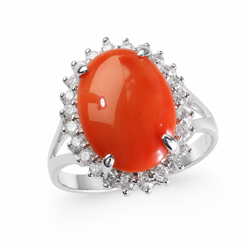 Solid 14K Gold Coral Ring