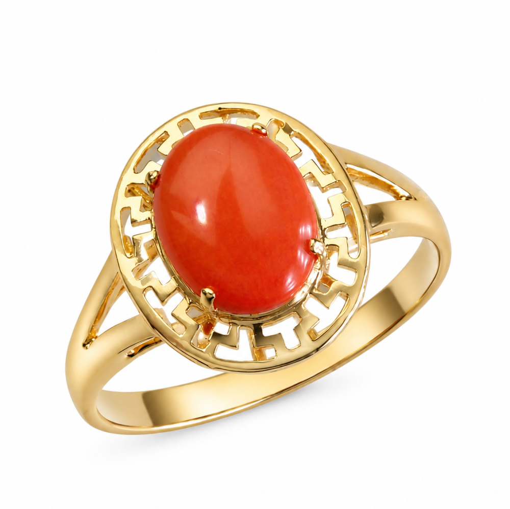 Solid 14K Gold Coral Ring