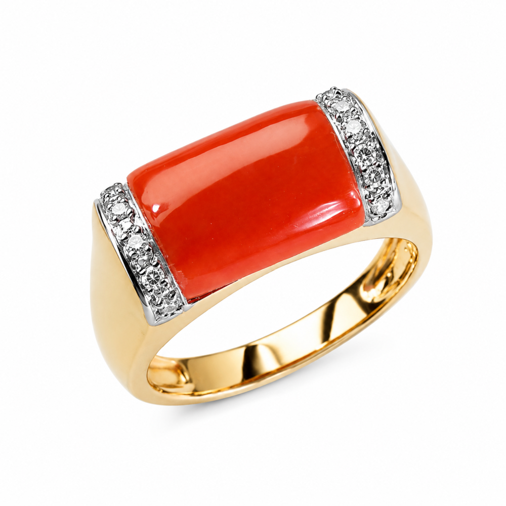 Solid 14K Gold Coral Ring