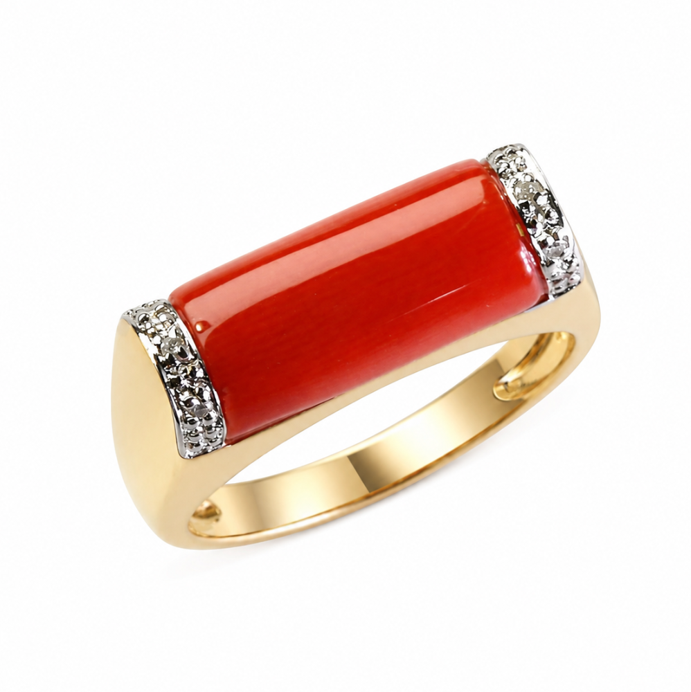 Solid 14K Gold Coral Ring