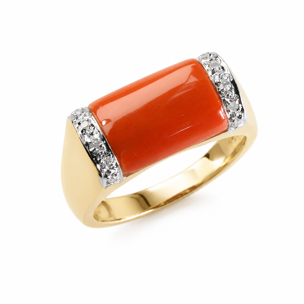 Solid 14K Gold Coral Ring