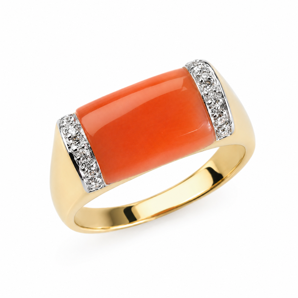 Solid 14K Gold Coral Ring