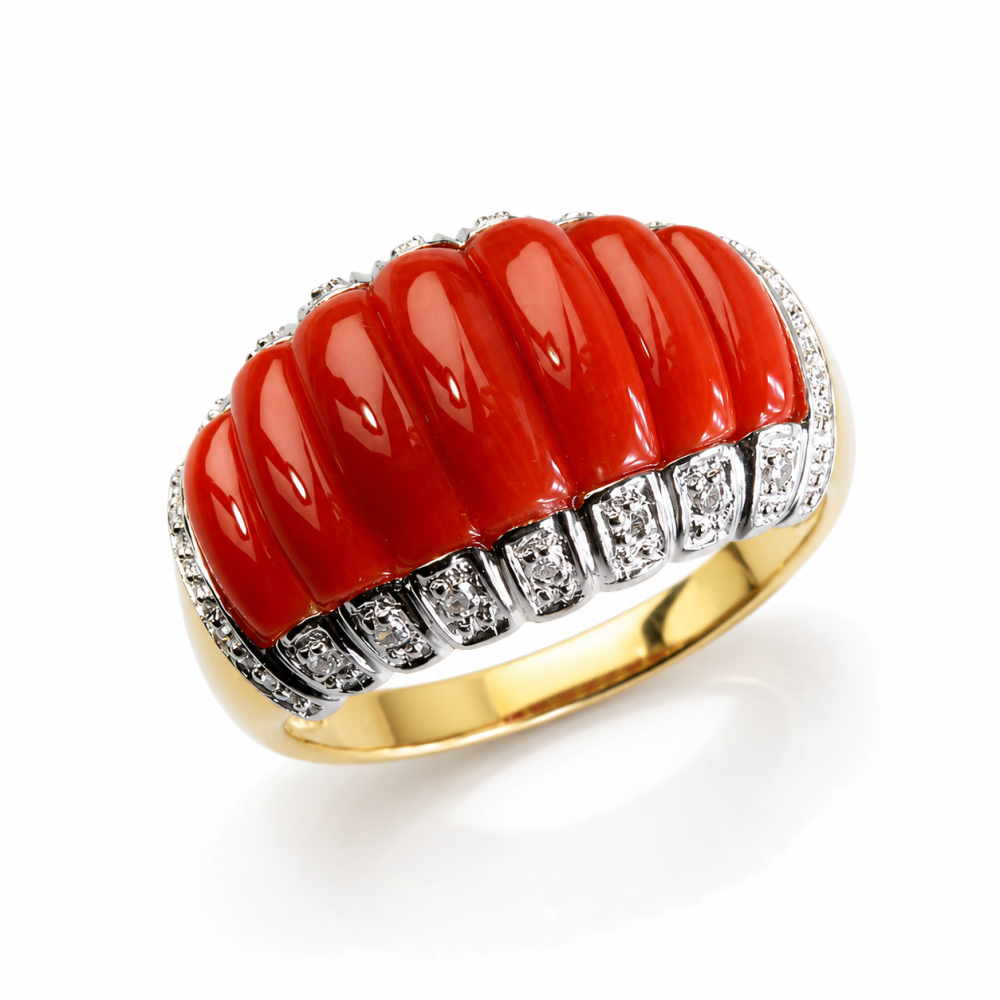 Solid 14K Gold Coral Ring