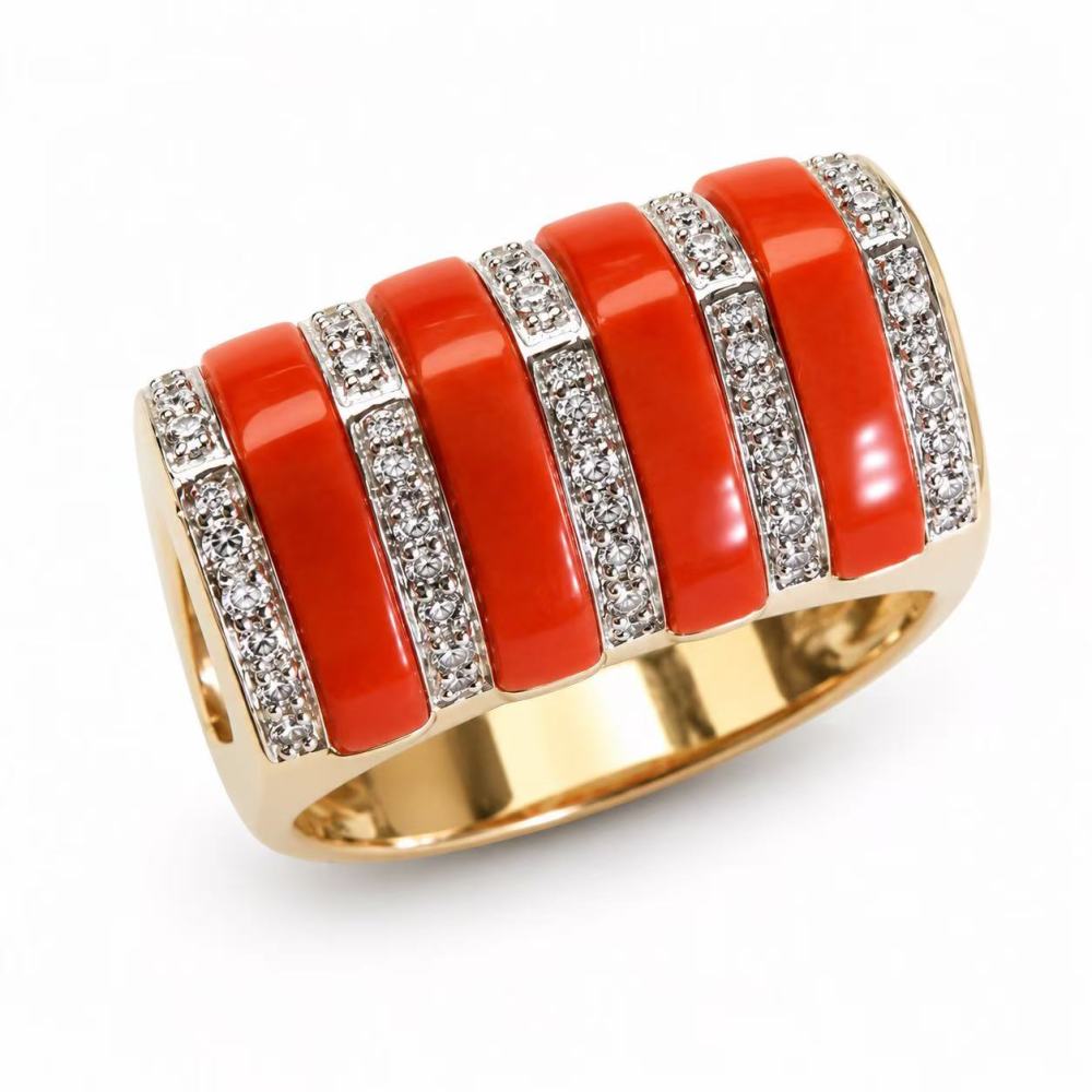 Solid 14K Gold Coral Ring