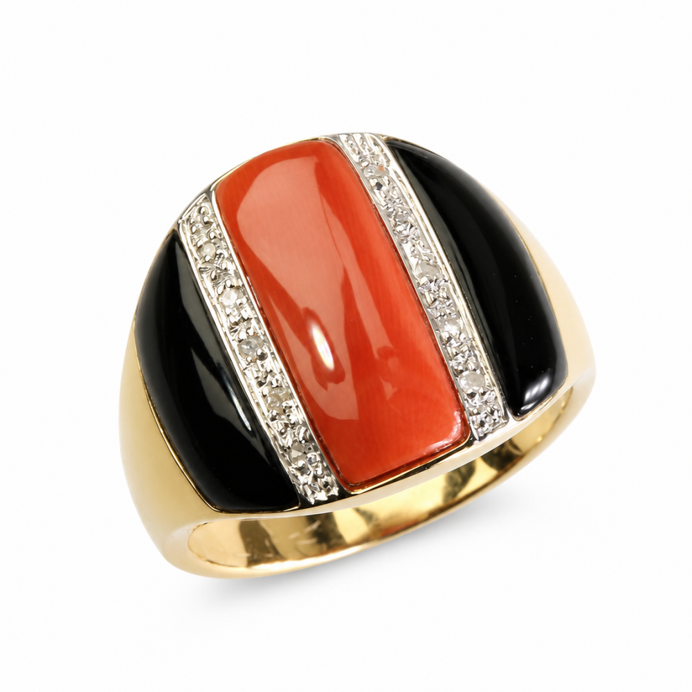 Solid 14K Gold Coral Ring CR9