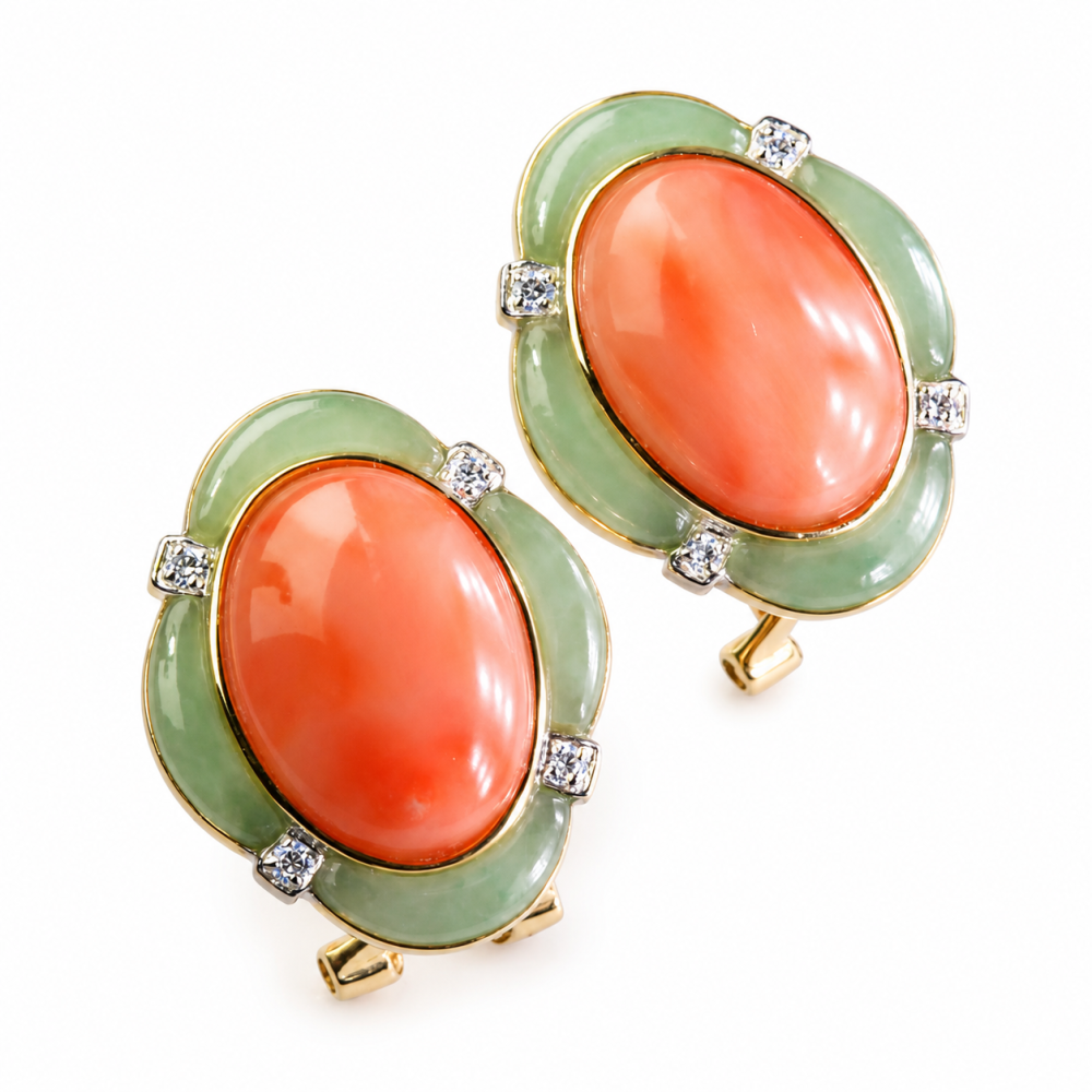 Solid 14K Gold Coral Earrings