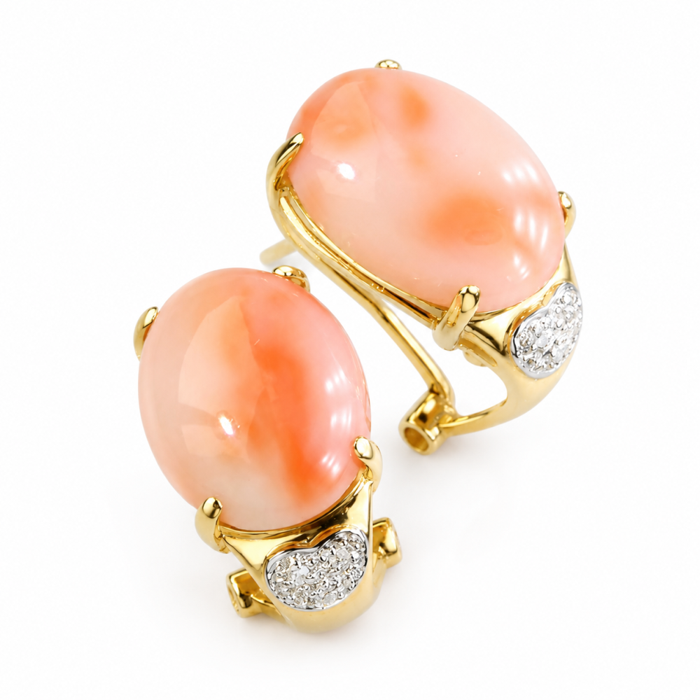 Solid 14K Gold Coral Earrings