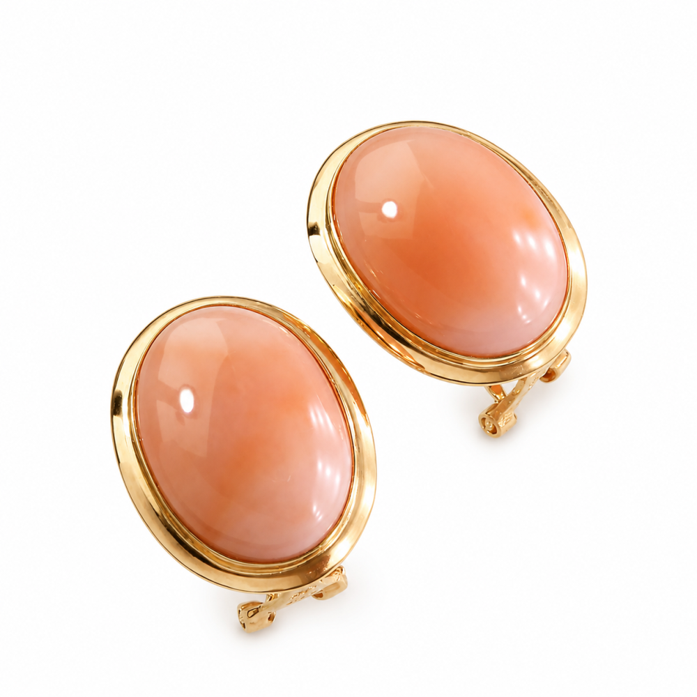 Solid 14K Gold Coral Earrings