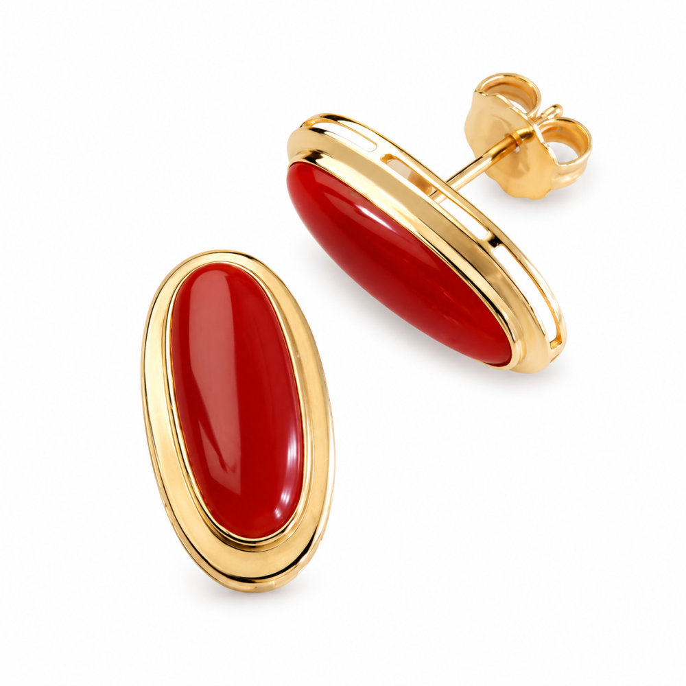 Solid 14K Gold Coral Earrings