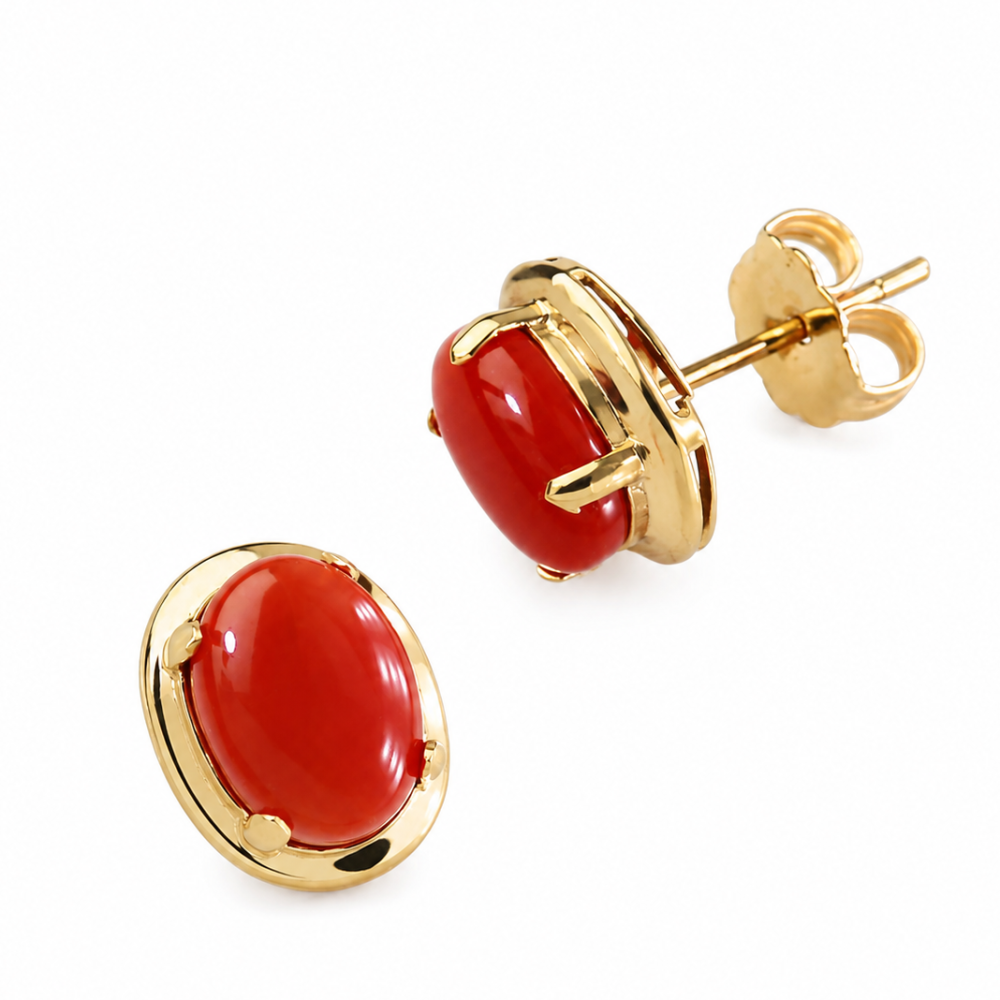 Solid 14K Gold Coral Earrings