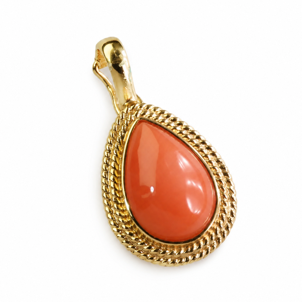 Solid 14K Gold Coral Pendant