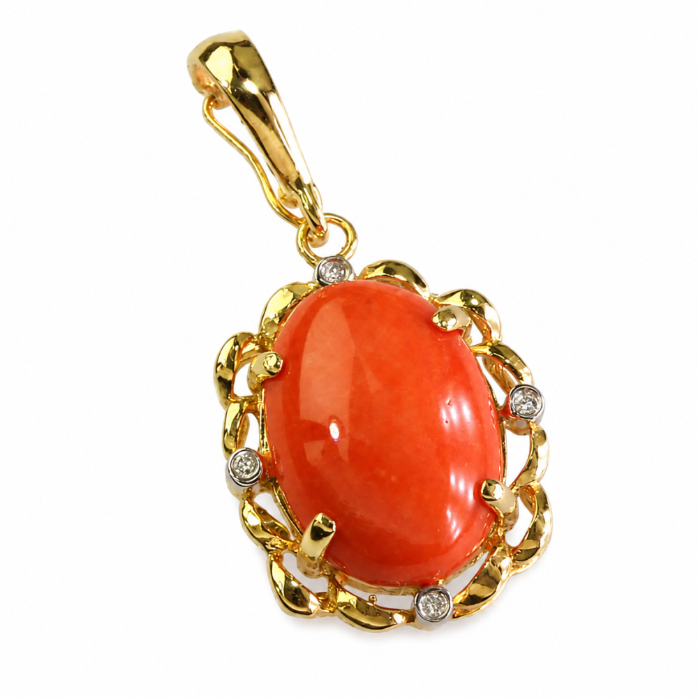 Solid 14K Gold Coral Pendant
