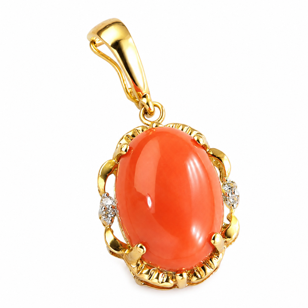 Solid 14K Gold Coral Pendant
