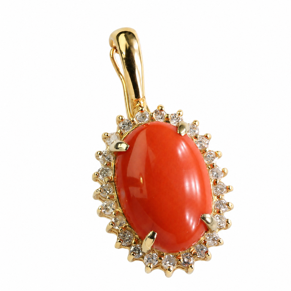 Solid 14K Gold Coral Pendant