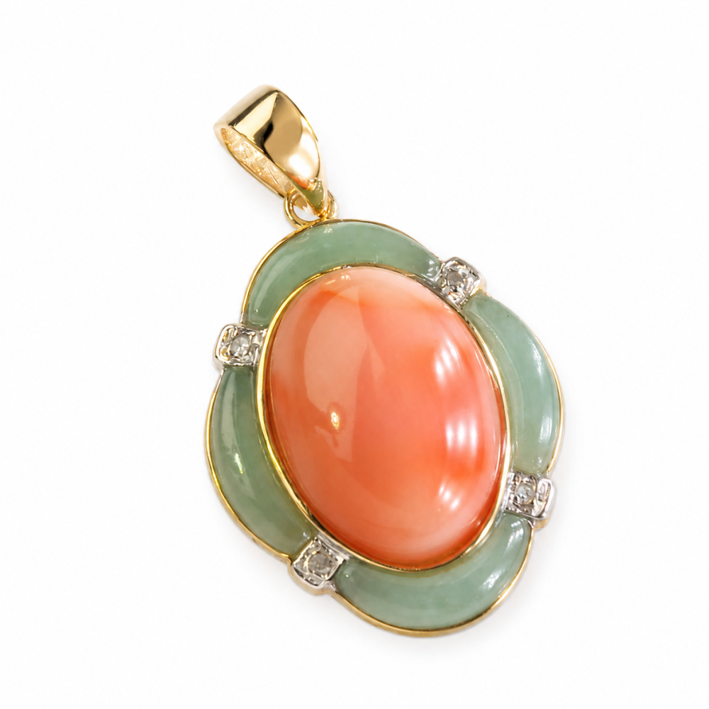 Solid 14K Gold Coral Pendant