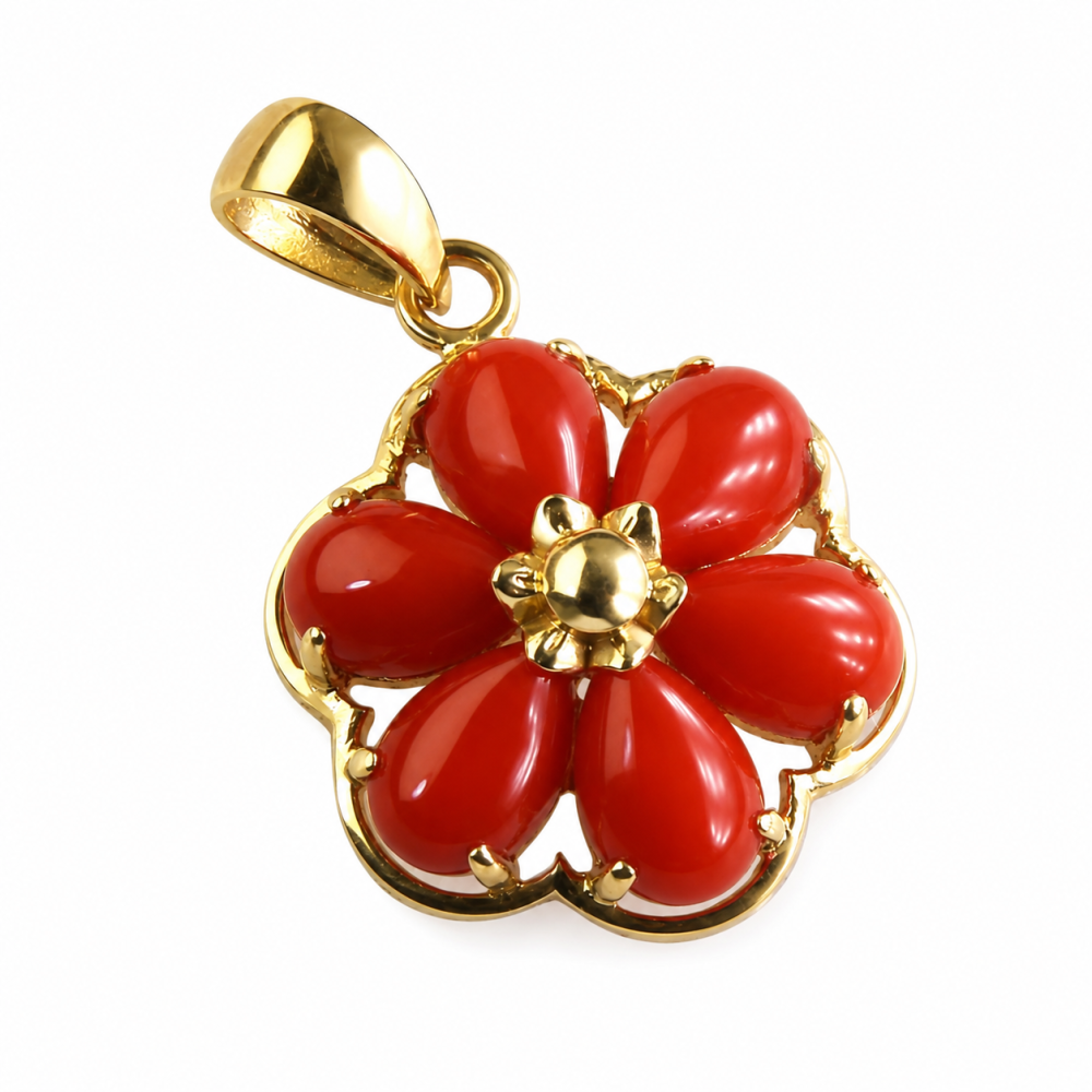 Solid 14K Gold Coral Pendant